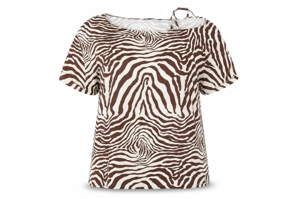 Everyday Women’s Brown Zebra Print Short Sleeve T-Shirt Size 20