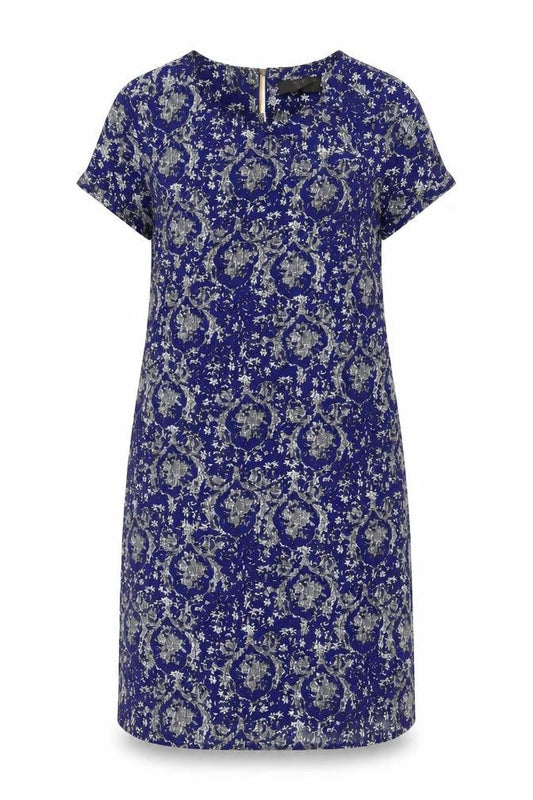 AX Paris Women Blue Floral Shift Dress Size 10 Short Sleeve