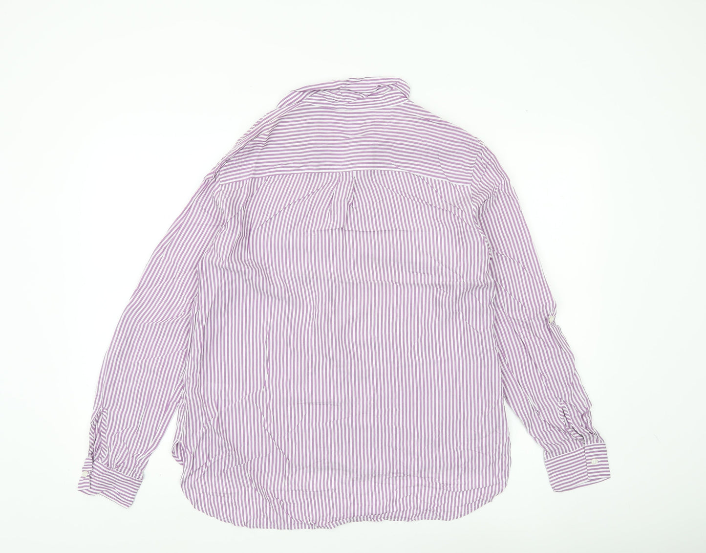 Next Women’s Purple Striped Button-Up Shirt UK 12 Long Sleeve Viscose