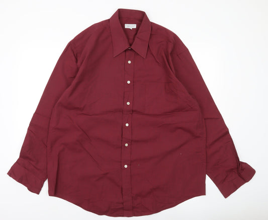 Copperstone Men's Red 17.5 Long Sleeve Button-Up Shirt Smart Casual