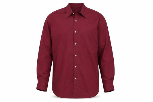 Copperstone Men's Red 17.5 Long Sleeve Button-Up Shirt Smart Casual