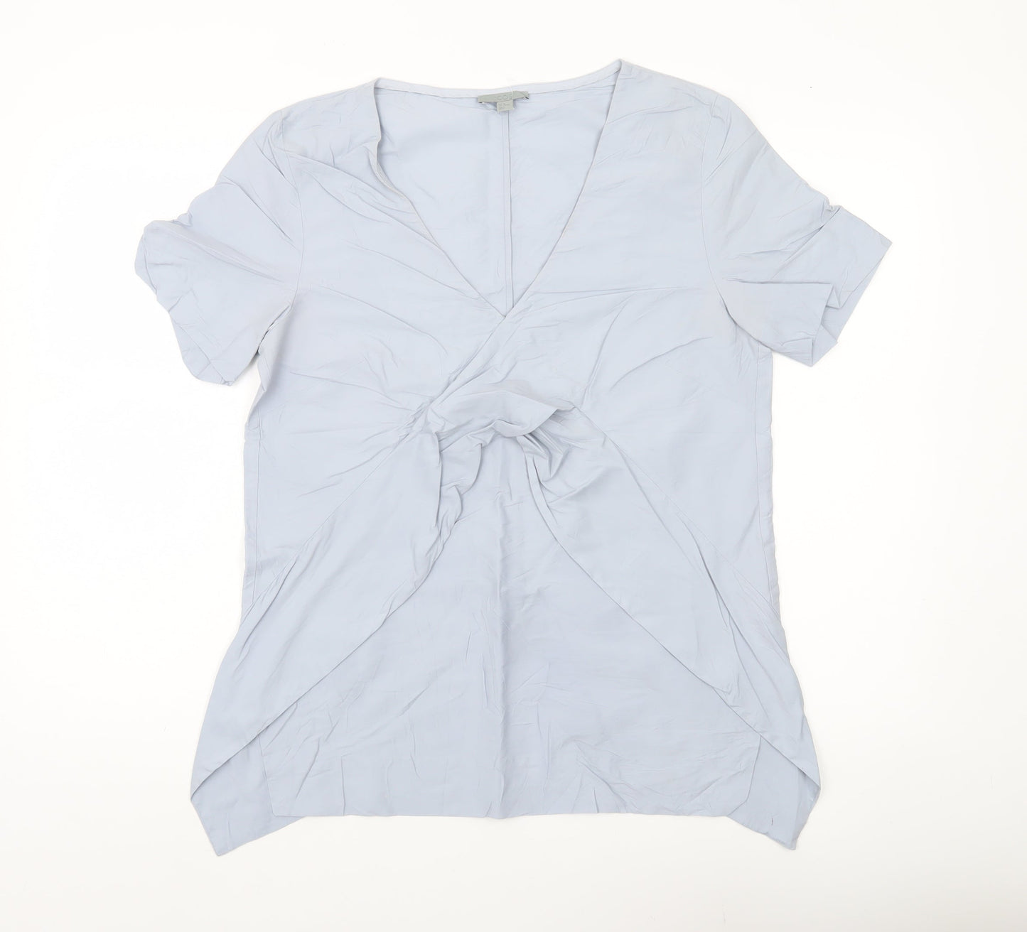 COS Womens Blue Short Sleeve V-Neck Wrap Blouse Size 12
