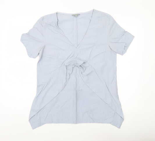 COS Womens Blue Short Sleeve V-Neck Wrap Blouse Size 12