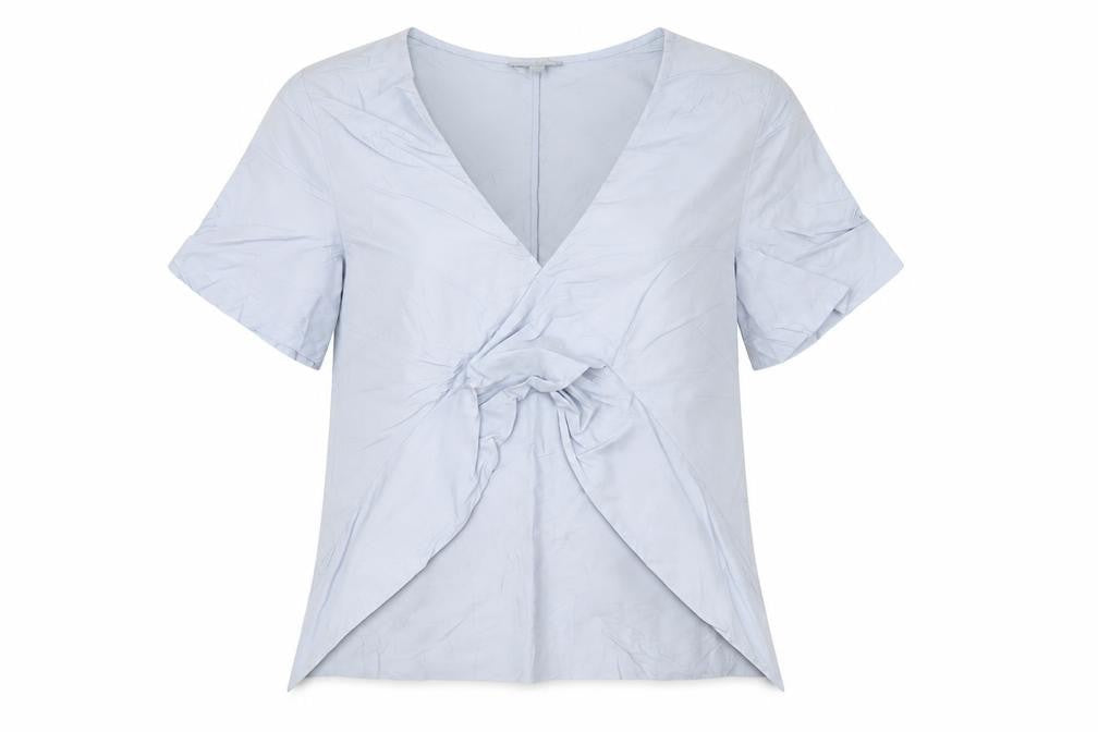 COS Womens Blue Short Sleeve V-Neck Wrap Blouse Size 12