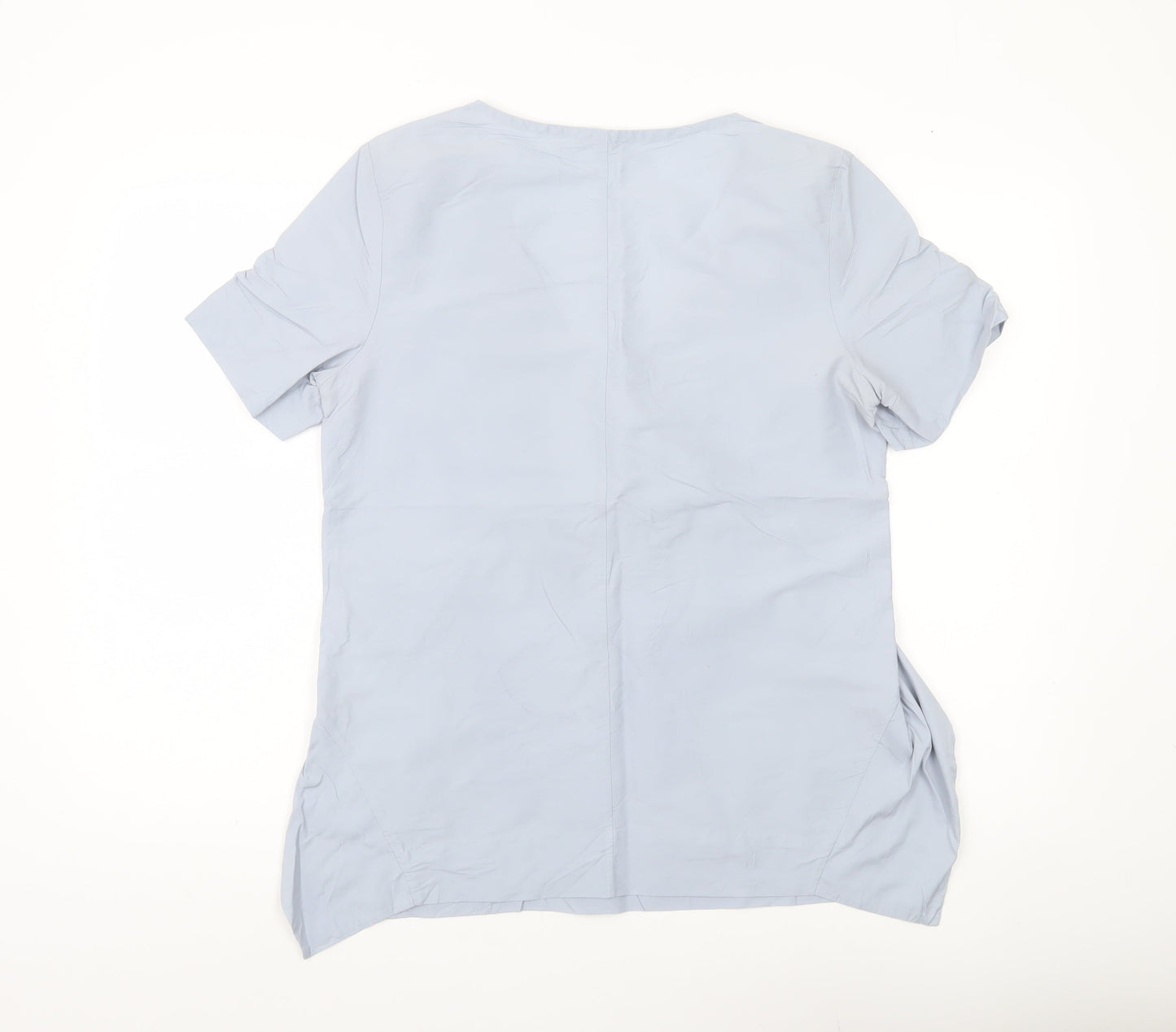 COS Womens Blue Short Sleeve V-Neck Wrap Blouse Size 12