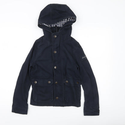 Additional front view of Abercrombie & Fitch boys’ blue hooded parka jacket coat, size 7-8, years
