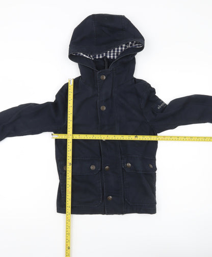 Back view of Abercrombie & Fitch boys’ blue hooded parka jacket coat, size 7-8, years