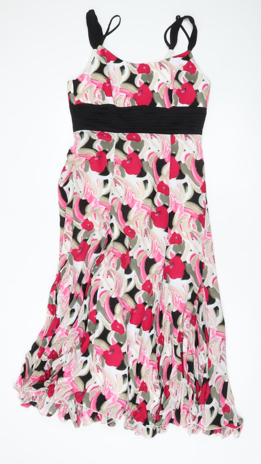 Roman Originals Women’s Multicoloured Floral Midi Dress Size 12 Sleeveless Fit & Flare