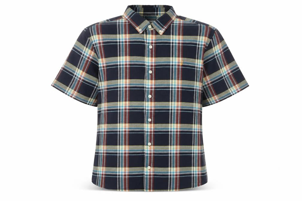 Farah Men's Multicoloured Plaid Short Sleeve Button-Up Shirt L