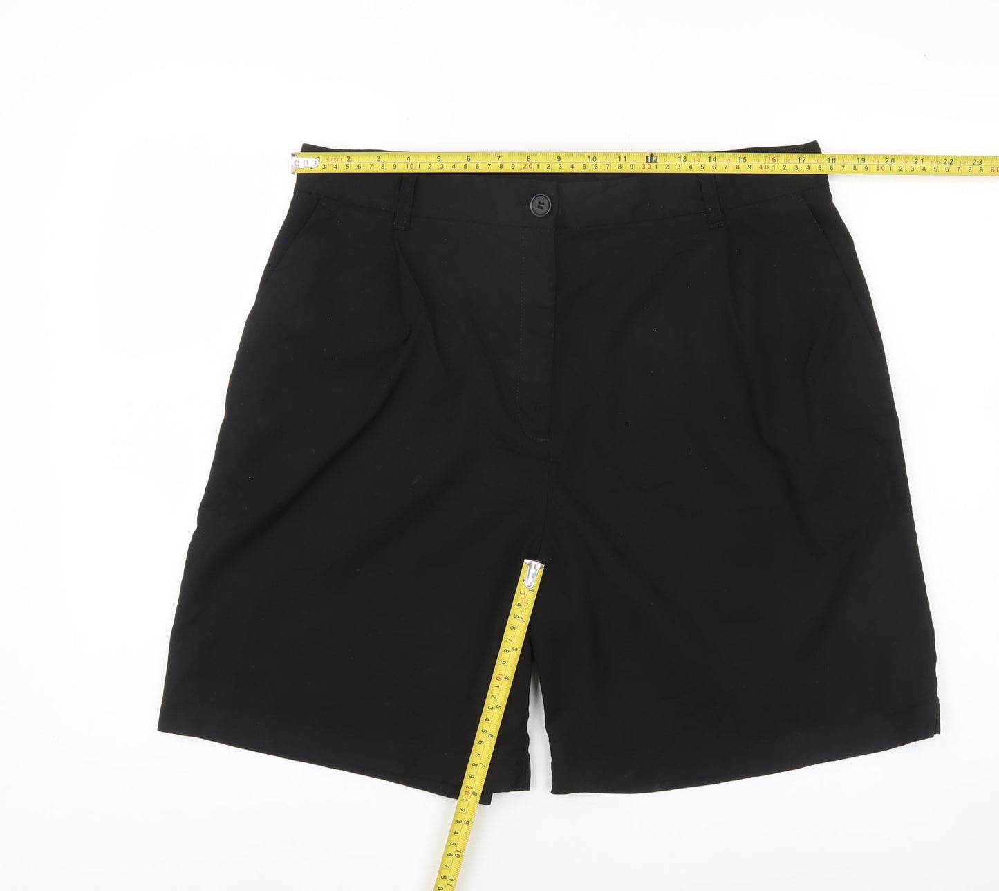 Monki Womens Black Chino Shorts Size 18 Pleated Workwear