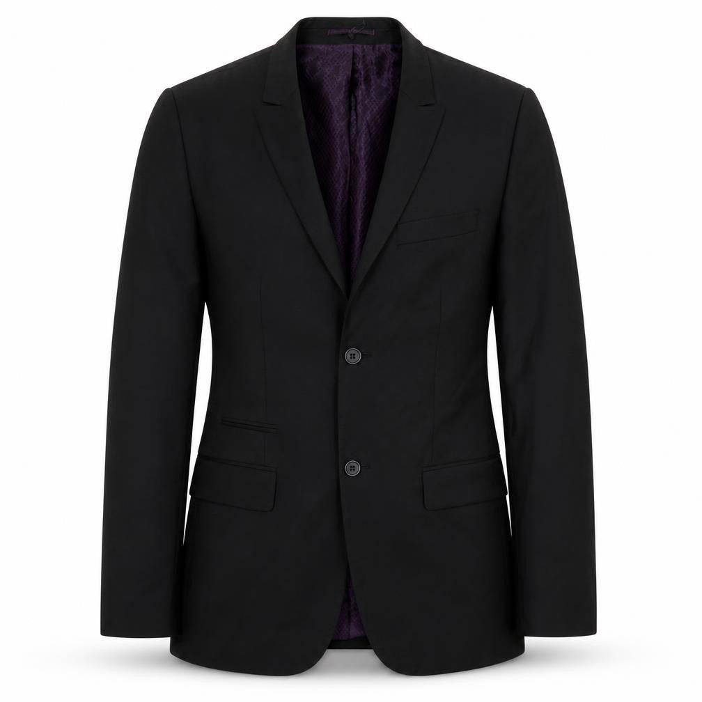 River Island Men’s Black 38L Suit Jacket Wool Blend Notch Lapel