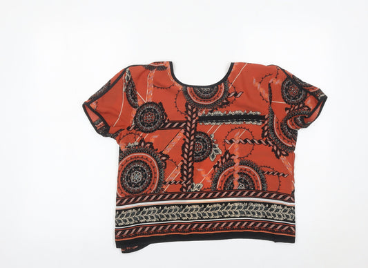 River Island Womens Orange Geometric Wrap Blouse Size 6