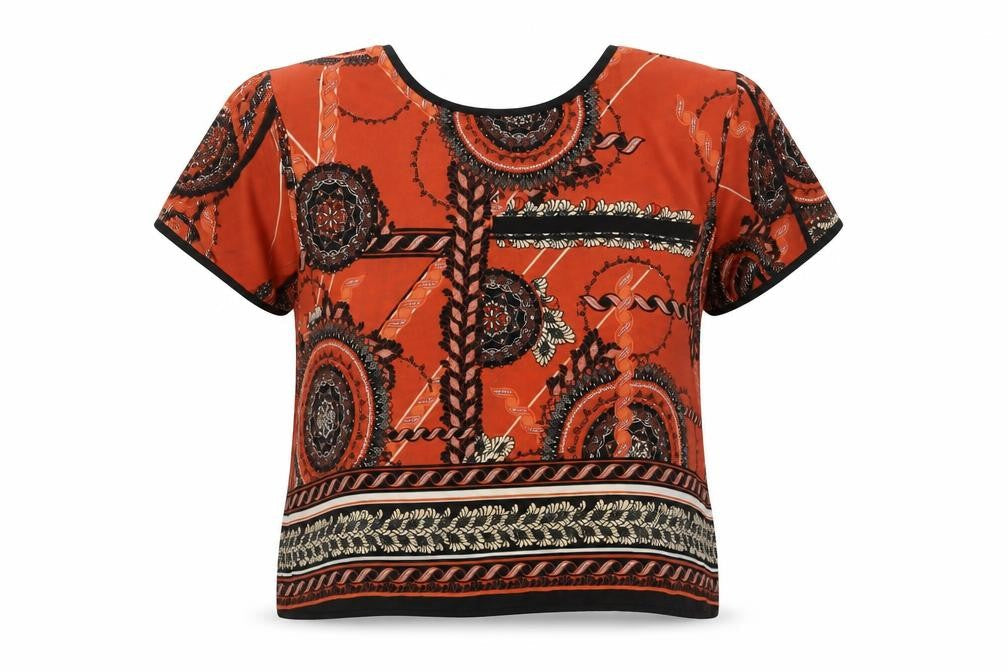River Island Womens Orange Geometric Wrap Blouse Size 6