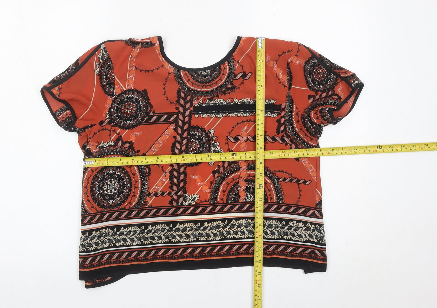 River Island Womens Orange Geometric Wrap Blouse Size 6