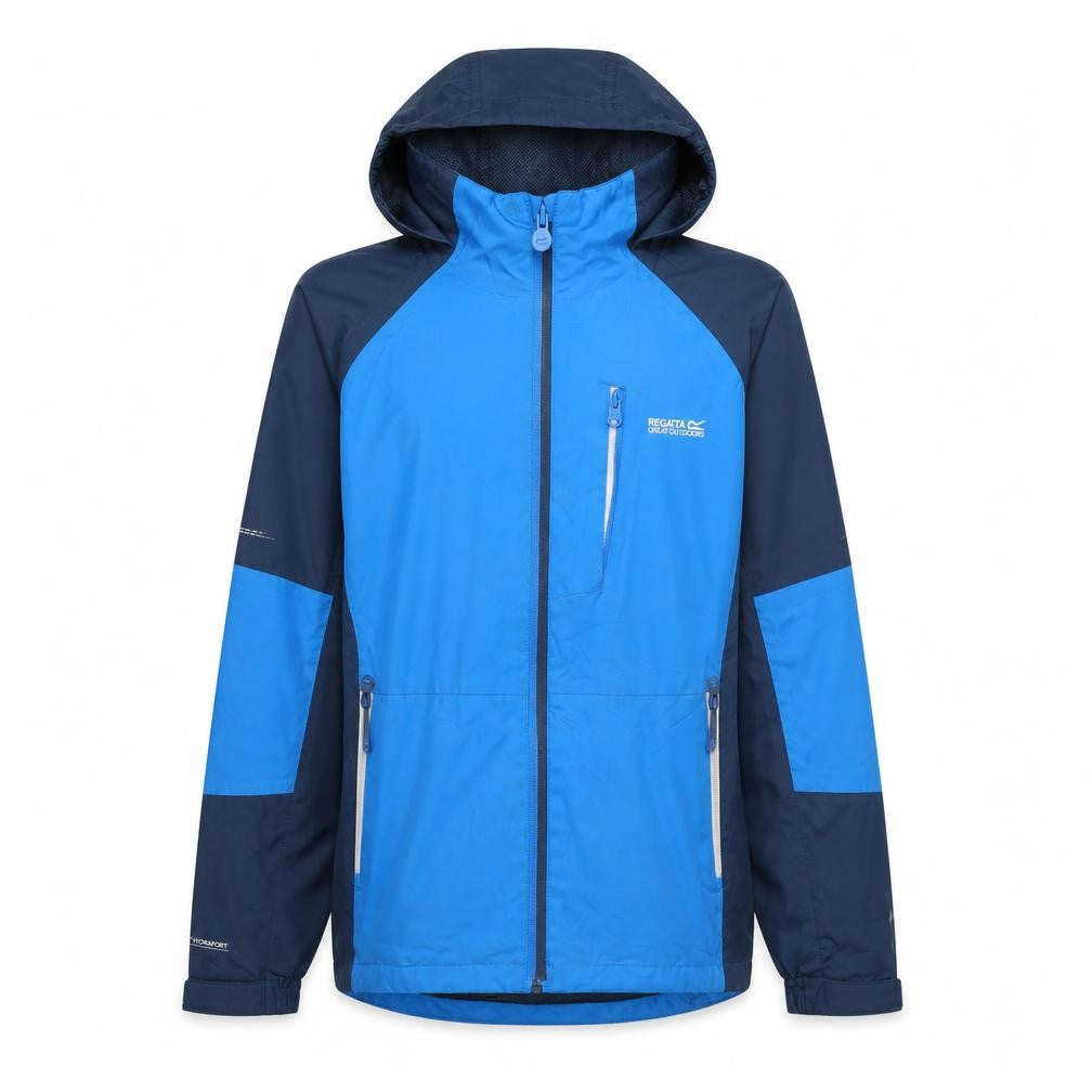 Regatta Boys Blue Waterproof Hooded Rain Coat Jacket 9-10 Years