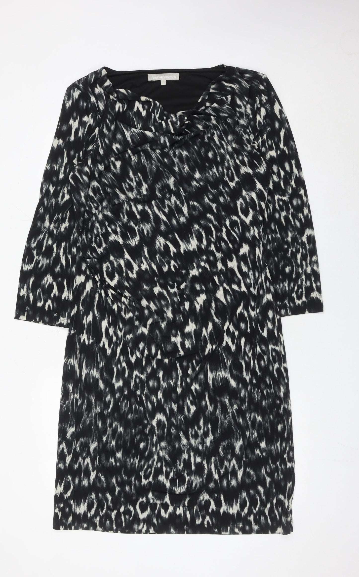 Fenn Wright Manson Women’s Black Animal Print Bodycon Dress Size 16