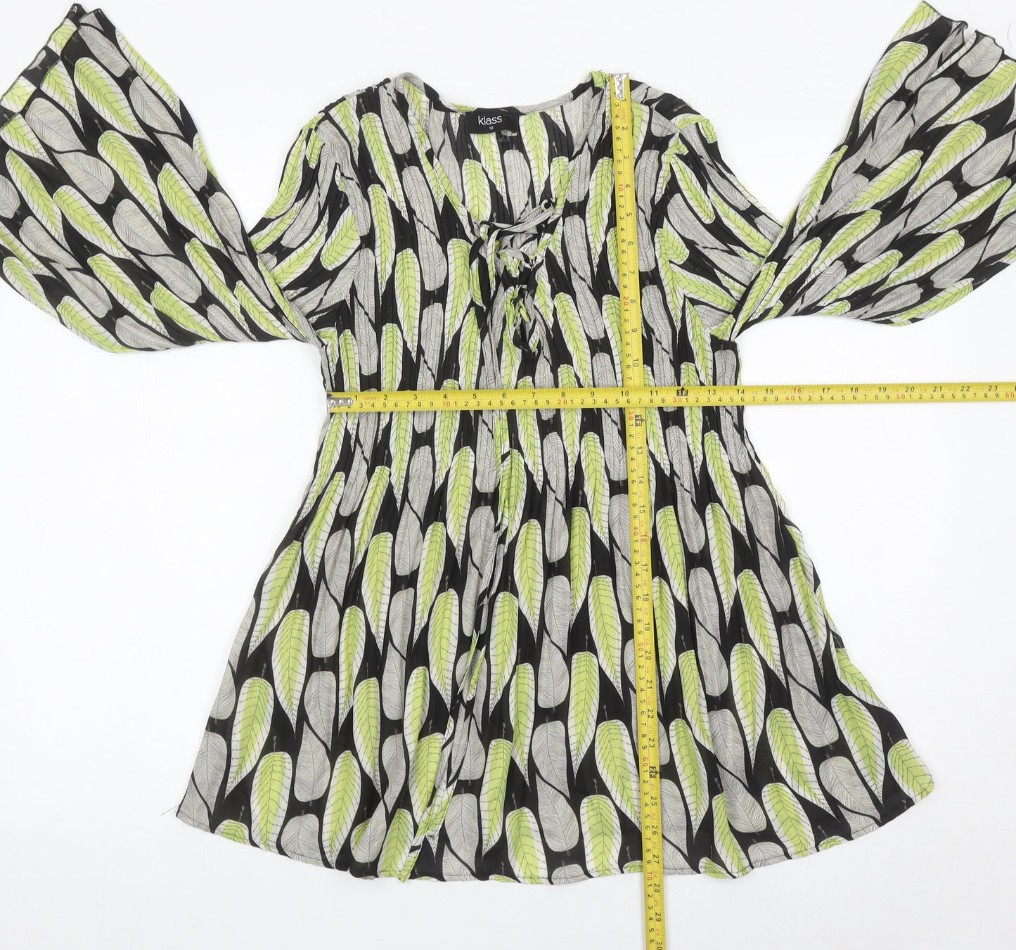 Klass Women’s Multicoloured Leaf Print Tunic Blouse Size 12