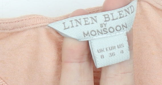 Monsoon Women’s Pink Linen Blend Sleeveless Blouse Size 8