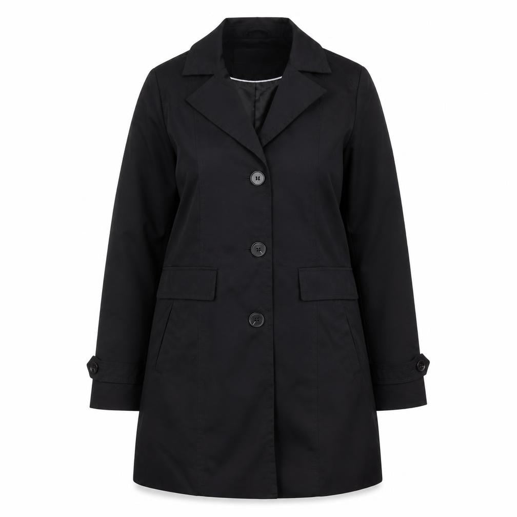 Vero Moda Women's Black Mid-Length Overcoat M Buttoned Workwear