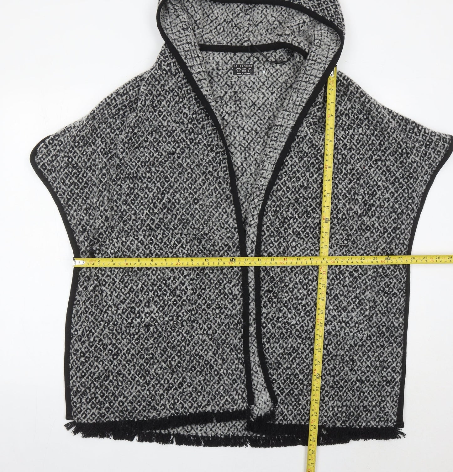 Atmosphere Women Grey Hooded Cape Cardigan Size 6-8 Wool Blend