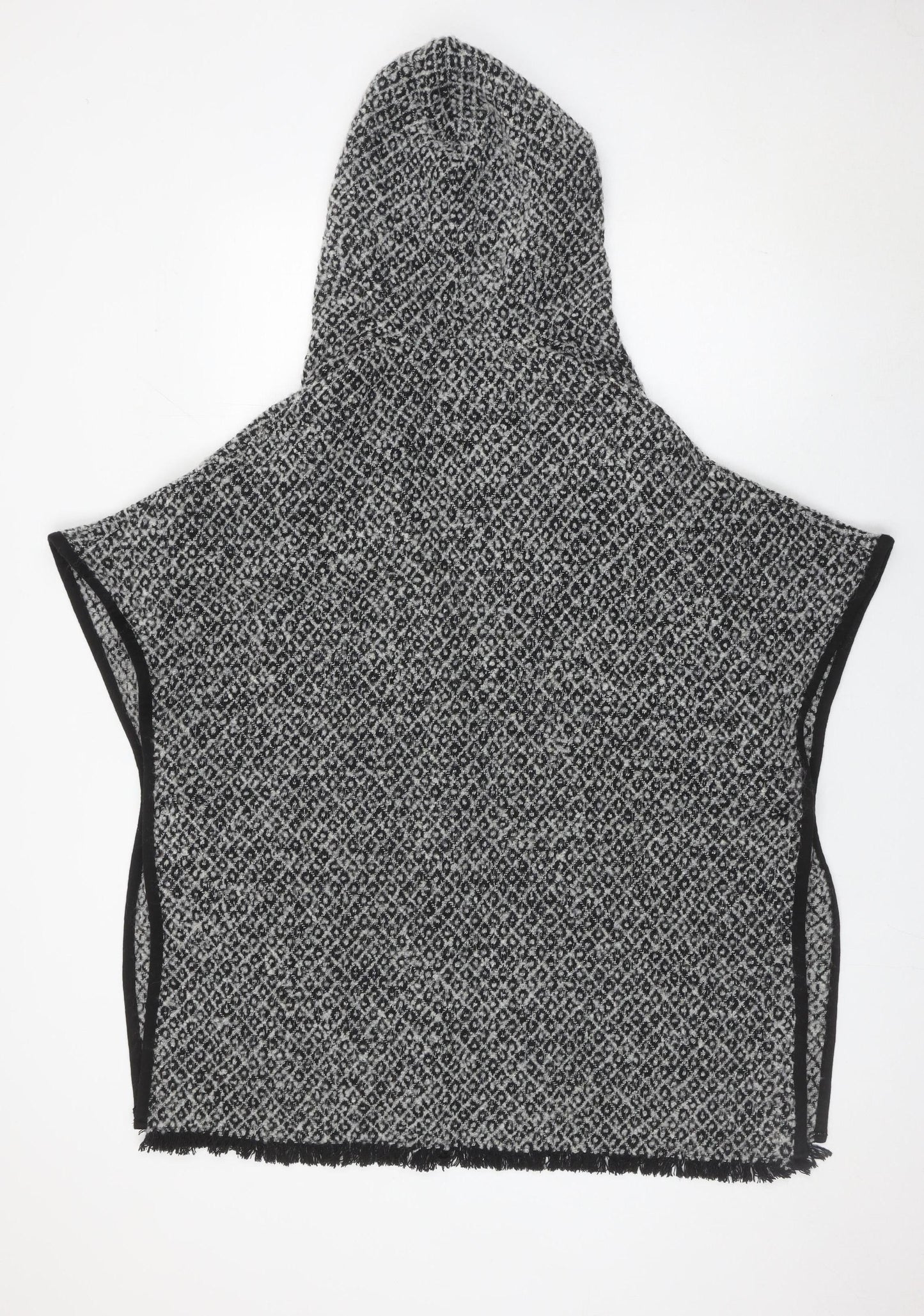 Atmosphere Women Grey Hooded Cape Cardigan Size 6-8 Wool Blend