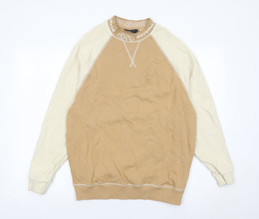 ASOS Men’s Beige Sweatshirt XS Crew Neck Long Sleeve Logo Accent