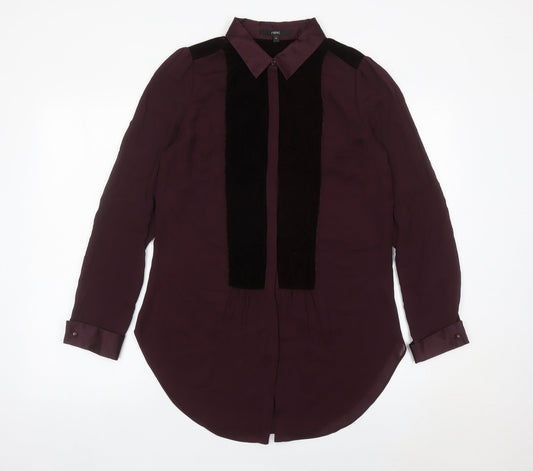 Next Womens Purple Long Sleeve Collared Blouse Size 10 Polyester