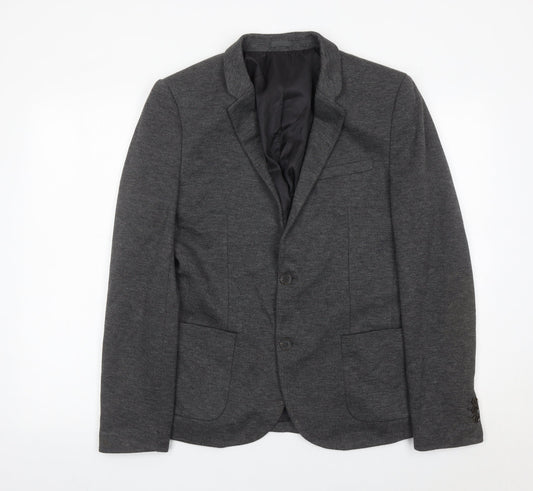 River Island Men’s Grey Blazer Jacket Size 38 Regular Fit Smart Casual