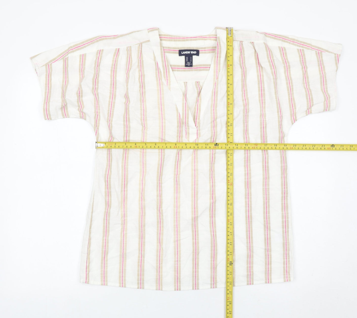 Lands' End Women’s Multicoloured Striped Tunic Blouse S