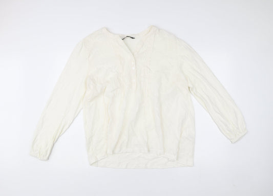 Bonmarché Women’s Ivory Cotton Long Sleeve Blouse Size 14