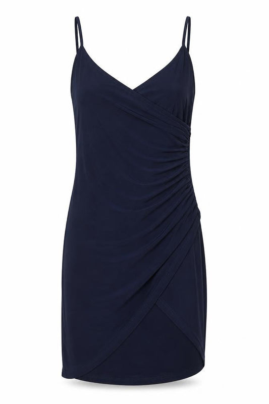 PRETTYLITTLETHING Women’s Blue Size 8 Slip Dress Ruched Short Party