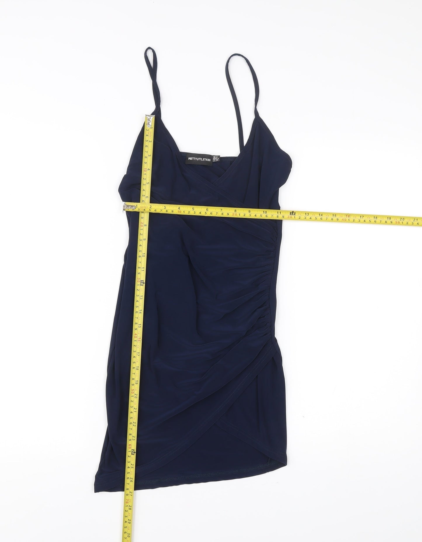 PrettyLittleThing Women’s Blue Size 8 Slip Dress Ruched Short Party