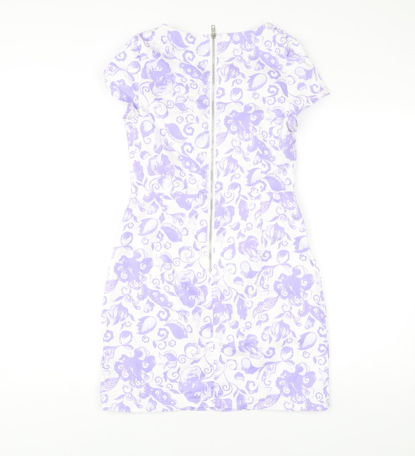 Missguided Women’s Multicoloured Floral Bodycon Dress UK 8 Short Sleeve Scoop Neck
