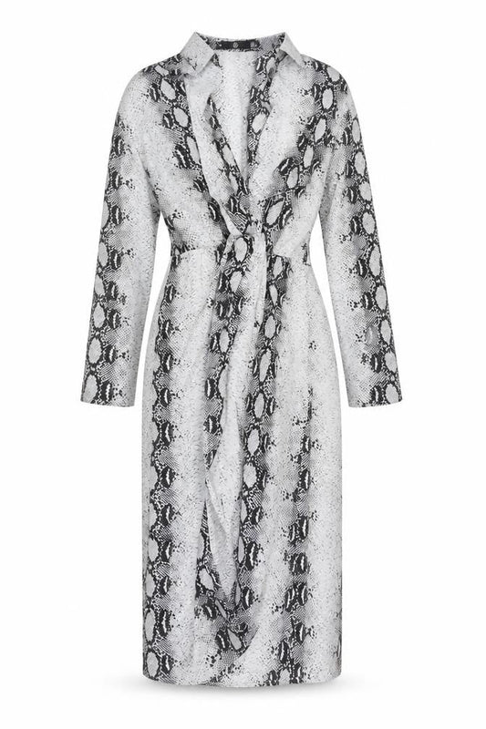 Missguided Women's Grey Animal Print Bodycon Wrap Dress Size 16 Long Sleeve