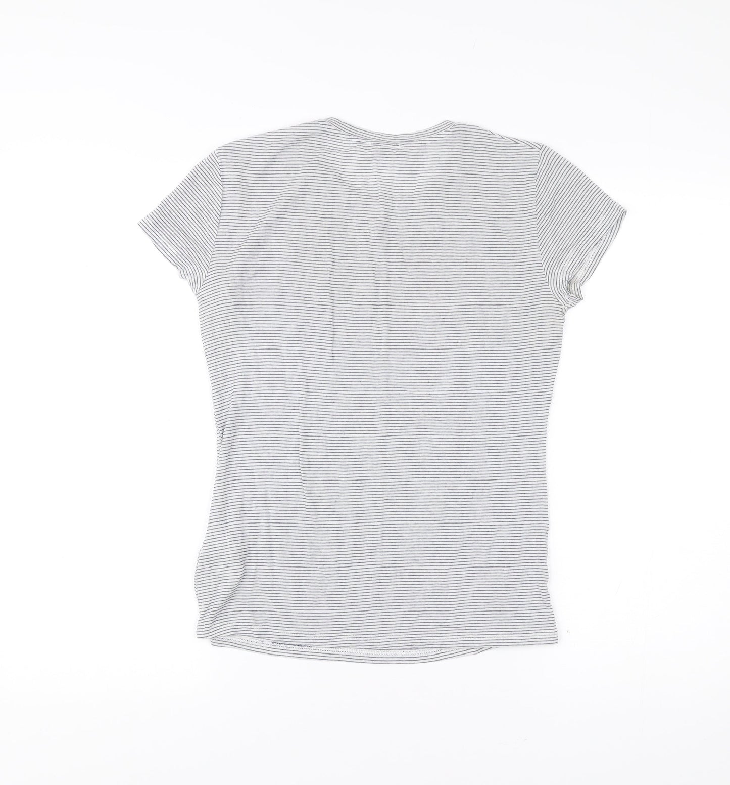 Zara Trafaluc Womens Grey Striped T-Shirt Size S Short Sleeve Modal Blend