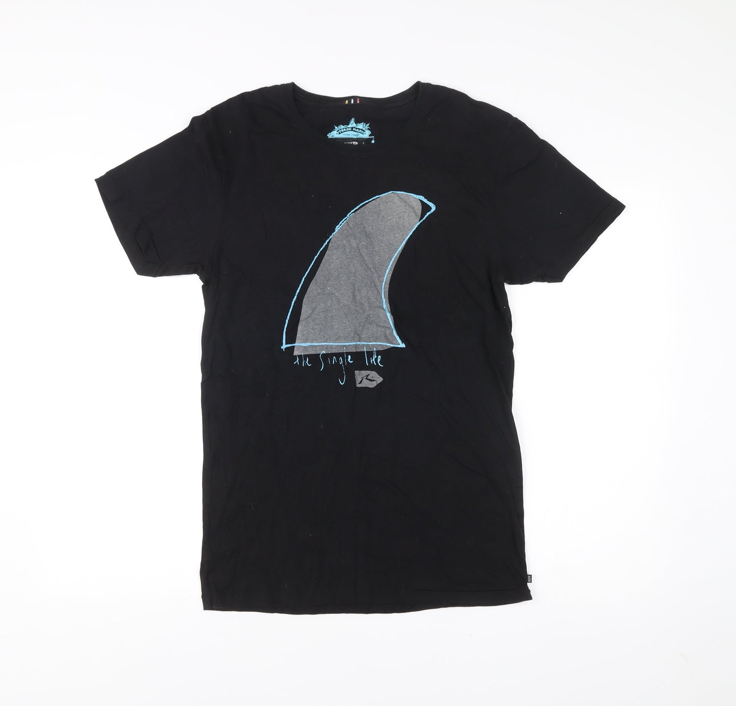 Rusty Mens Black Small Graphic Surf T-Shirt Short Sleeve Crew Cotton