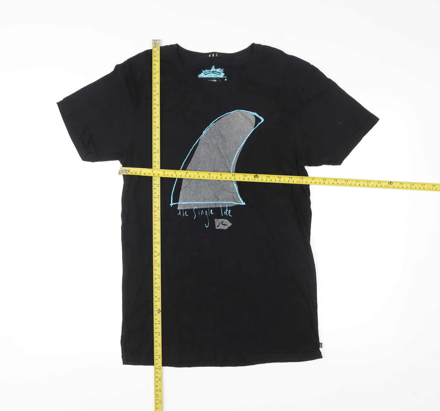 Rusty Mens Black Small Graphic Surf T-Shirt Short Sleeve Crew Cotton
