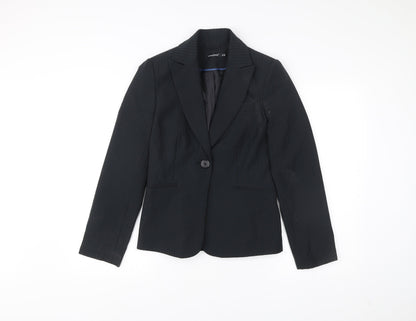Additional front view of Atmosphere women’s black pinstripe blazer, size UK 8, regular fit jacket