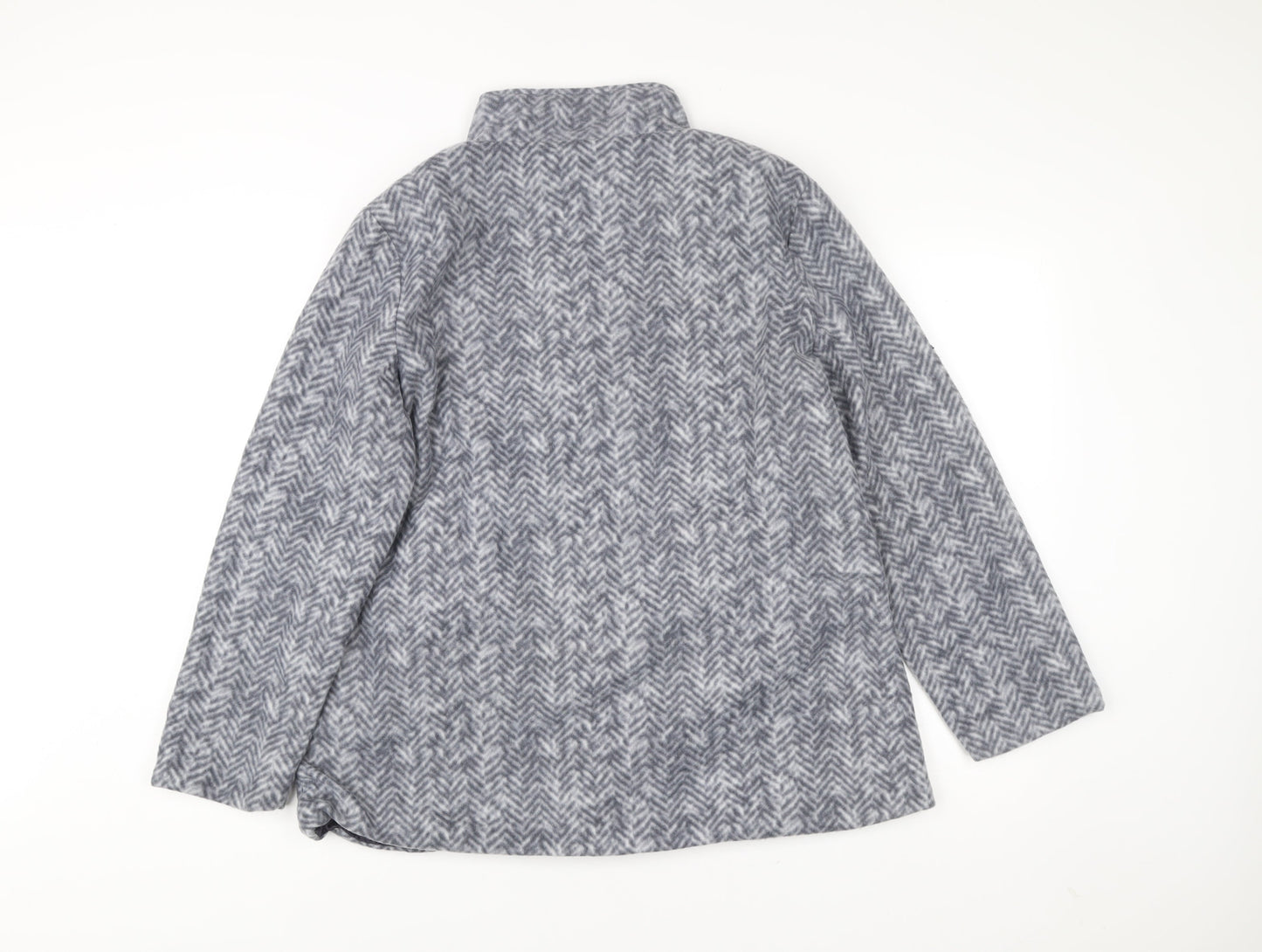 Anne De Lancay Womens Grey Herringbone Coat Size M Buttoned Overcoat