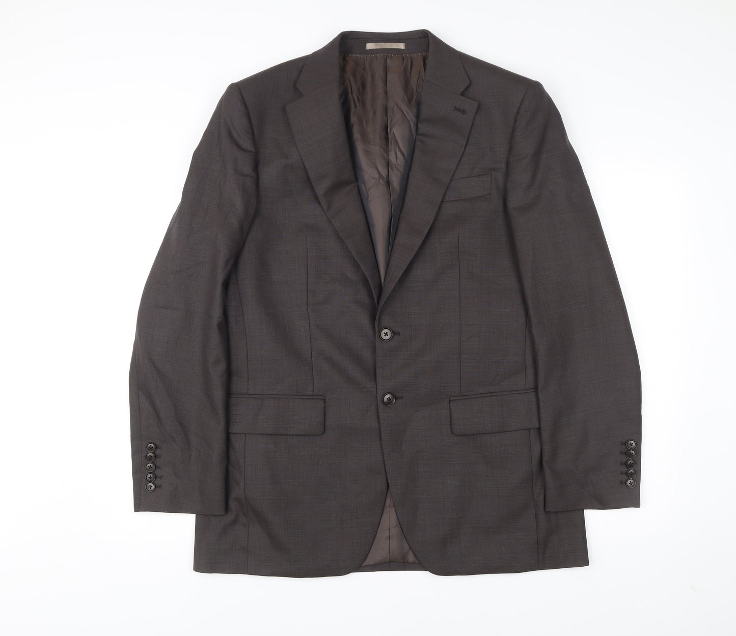 Next Luxury Men's Brown Wool Suit Jacket 40R Regular Fit Notch Lapel