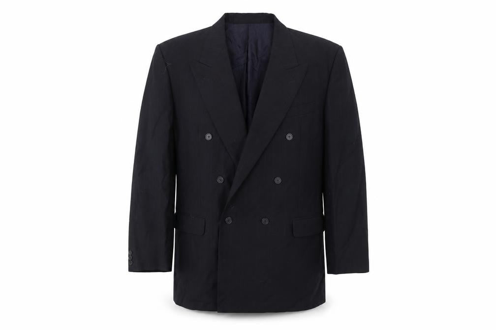 Marks & Spencer Men's Navy Blue 46L Double-Breasted Wool Blend Blazer