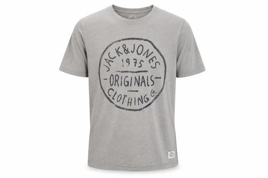 Jack & Jones Men’s Grey Graphic Print T-Shirt Size L Crew Neck