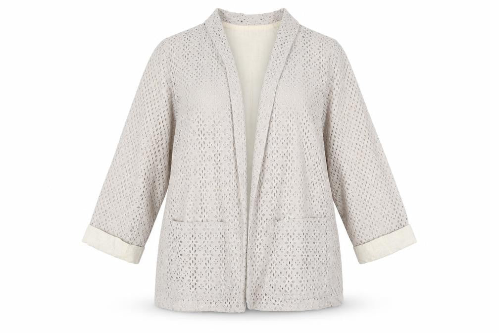 River Island Women’s Beige Lace Cotton Coatigan Size 10
