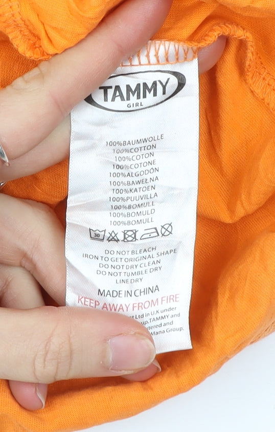 Tammy Girl Teens Orange Cotton Shift Dress UK 10 Summer Casual