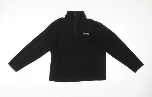 Regatta Mens Black Fleece Sweatshirt L 1/4 Zip Pullover Outdoor