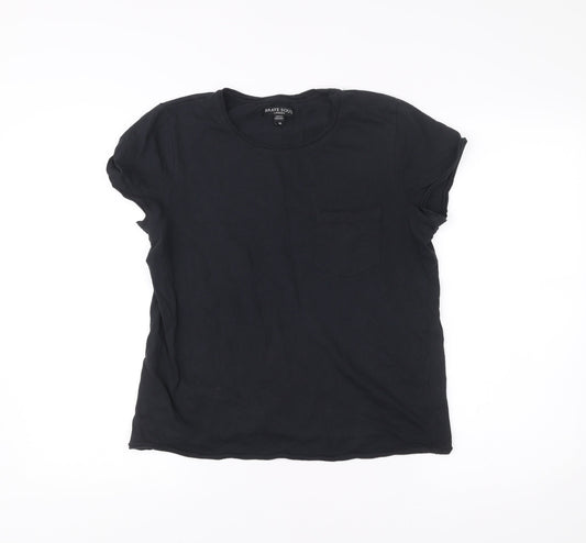 Brave Soul Womens Black Cotton Basic Short Sleeve T-Shirt M