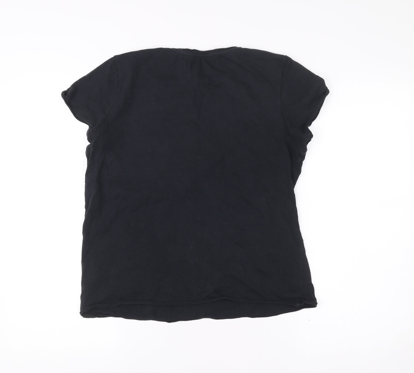 Brave Soul Womens Black Cotton Basic Short Sleeve T-Shirt M