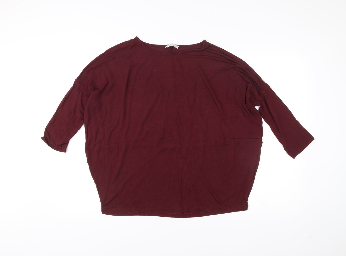 Zara Women Red Tunic Style 3/4 Sleeve Relaxed Fit Top Size 4