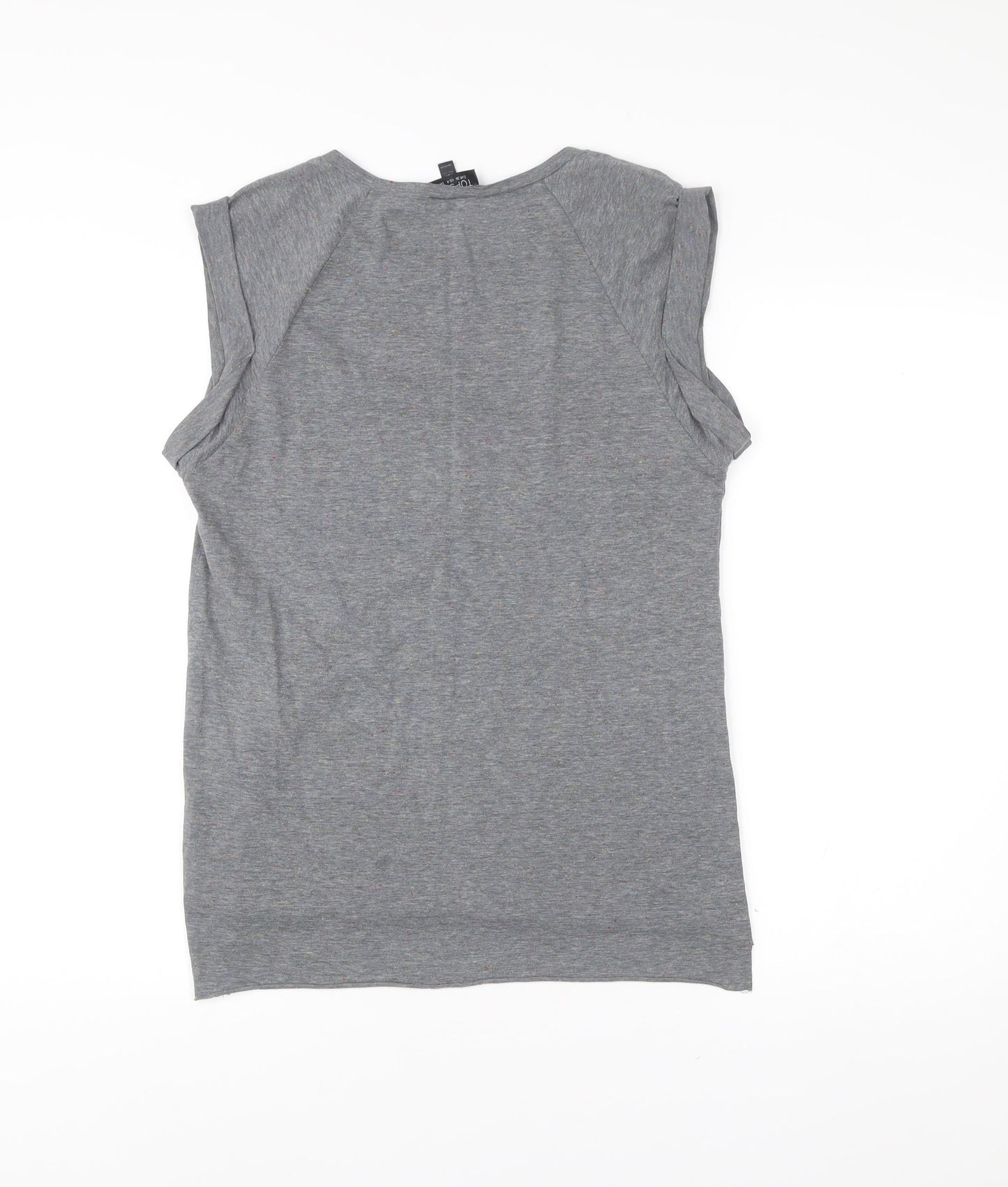 Topshop Womens Grey Size 8 Sleeveless Crew Neck Jersey T-Shirt
