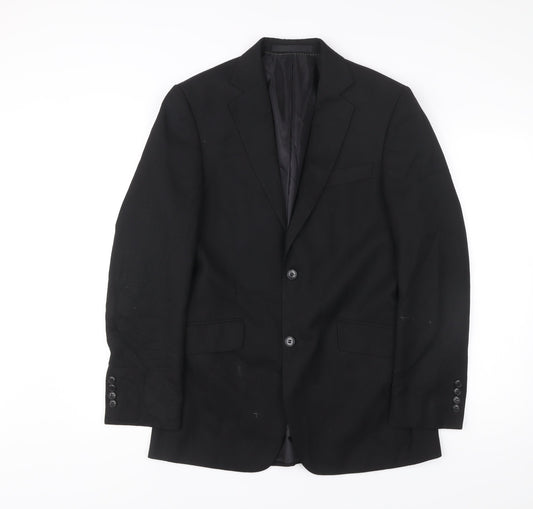 Dehavilland Men's Black Blazer Jacket 36R Long Regular Fit Two Button